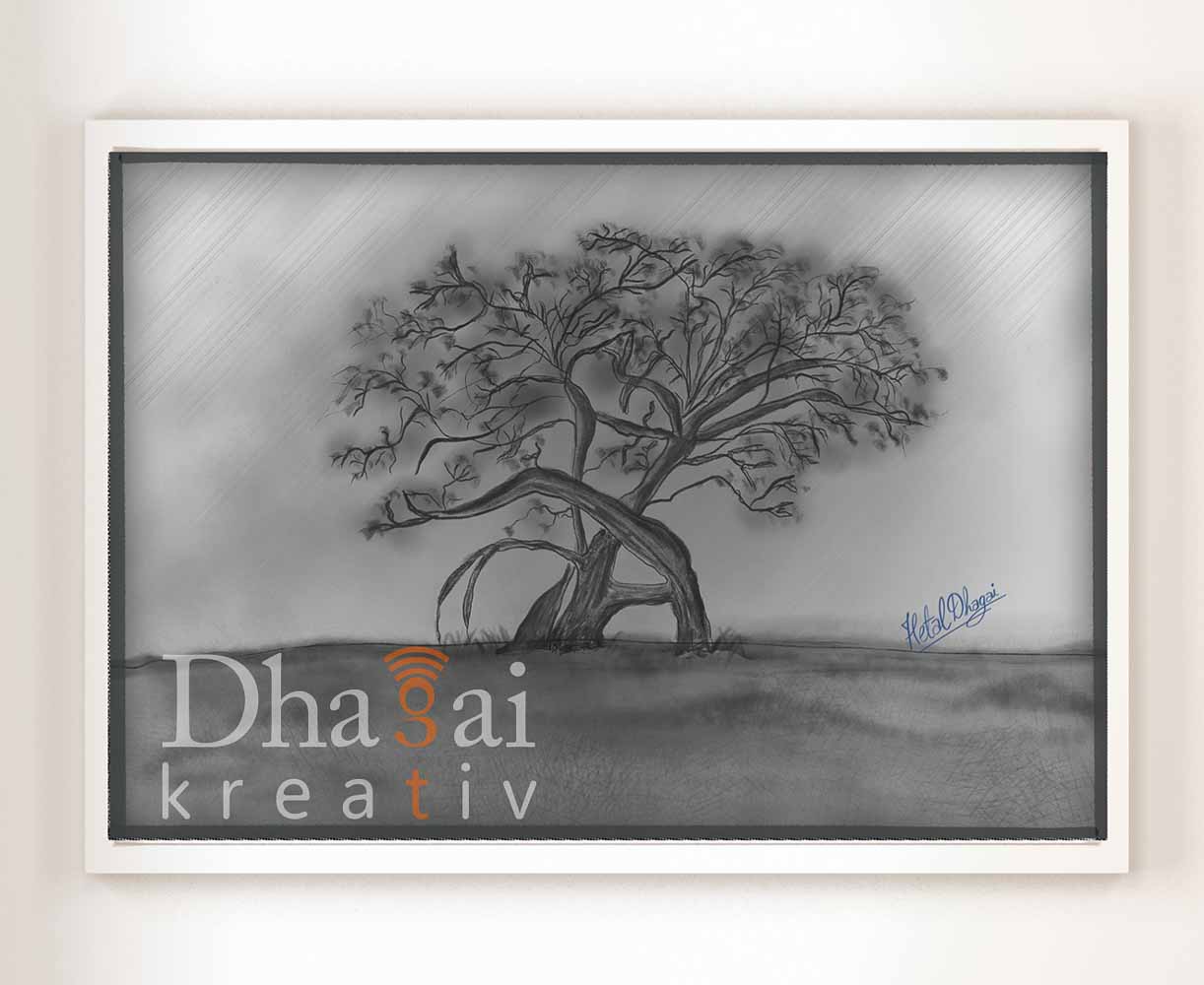 Digital Art Fog Tree Painting